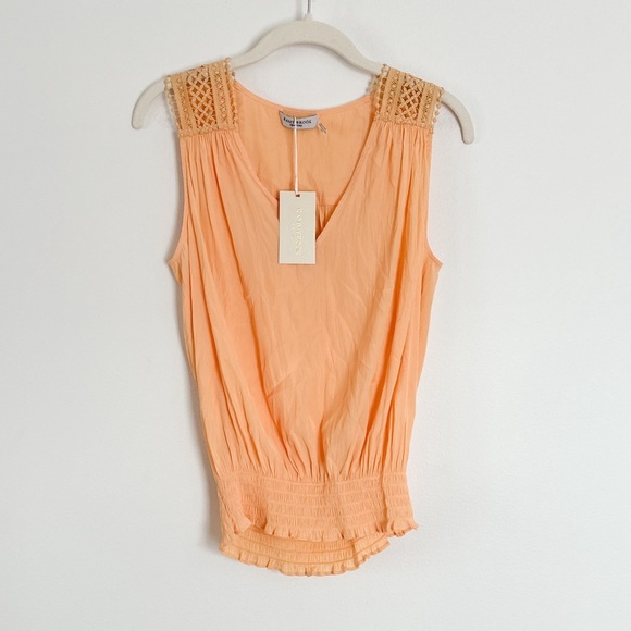 Ramy Brook Reese Crochet Blouse Top Apricot Nectar Size XS NWT - Picture 3 of 5